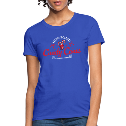 Hand Rolled Candy Canes Women's Contoured T-Shirt - royal blue