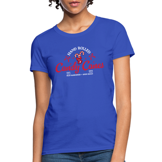 Hand Rolled Candy Canes Women's Contoured T-Shirt - royal blue