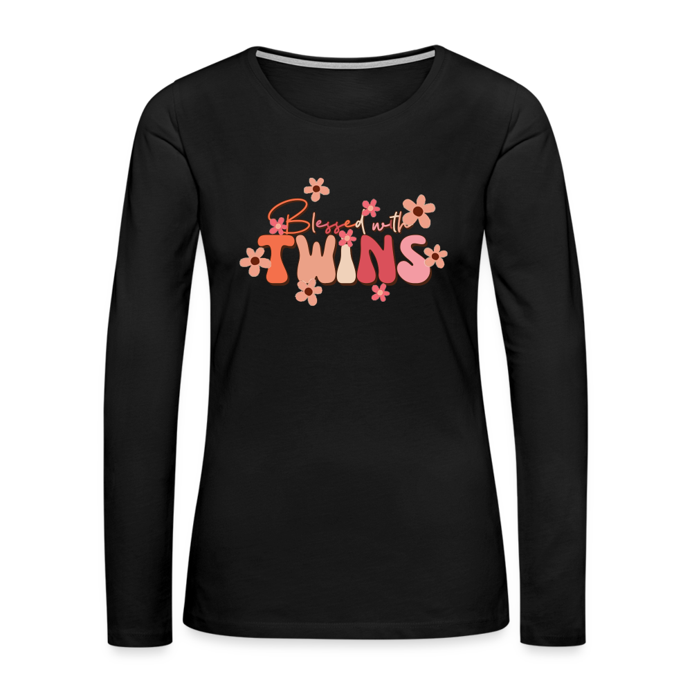 Blessed With Twins Women's Premium Long Sleeve T-Shirt - black