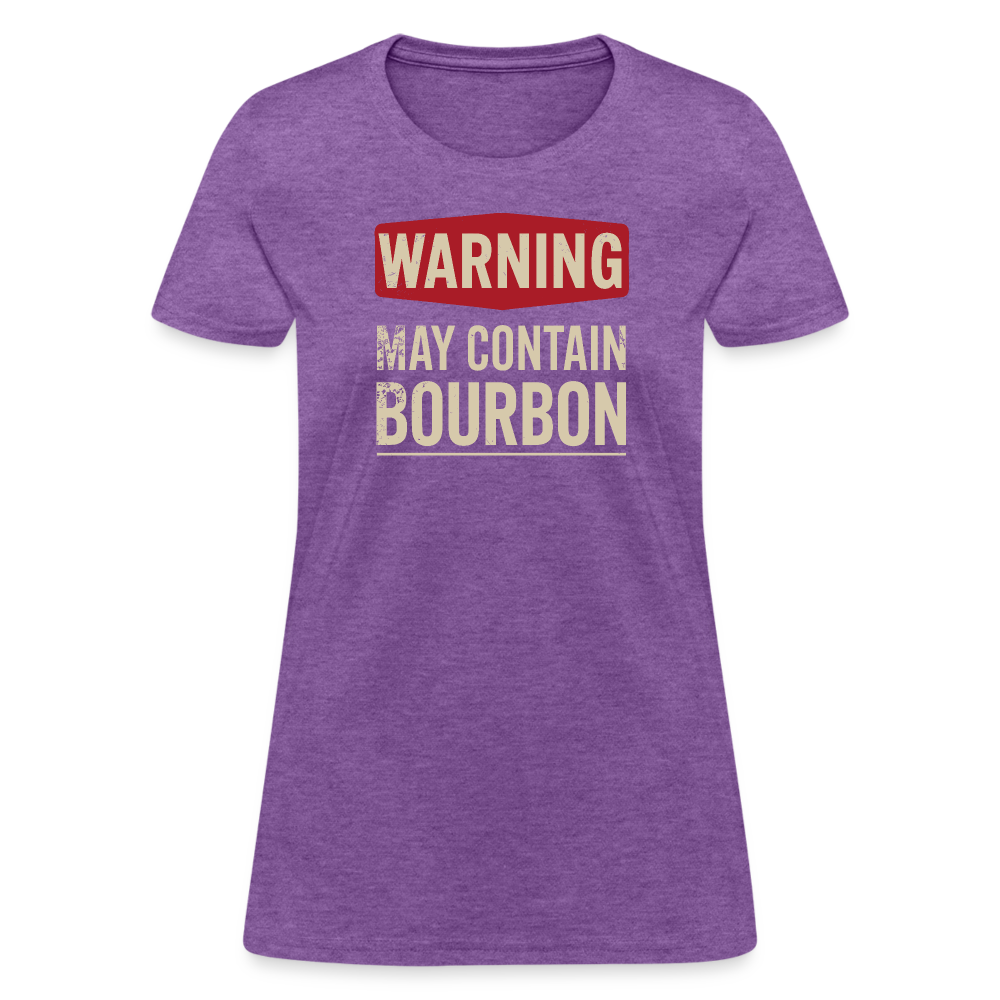 Warning May Contain Bourbon Women's Contoured T-Shirt - purple heather