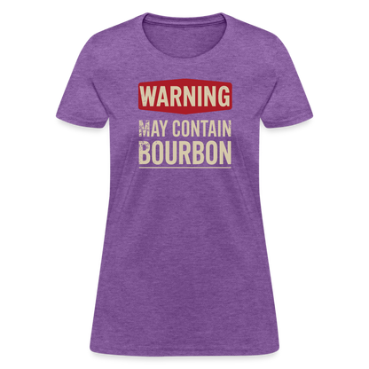 Warning May Contain Bourbon Women's Contoured T-Shirt - purple heather