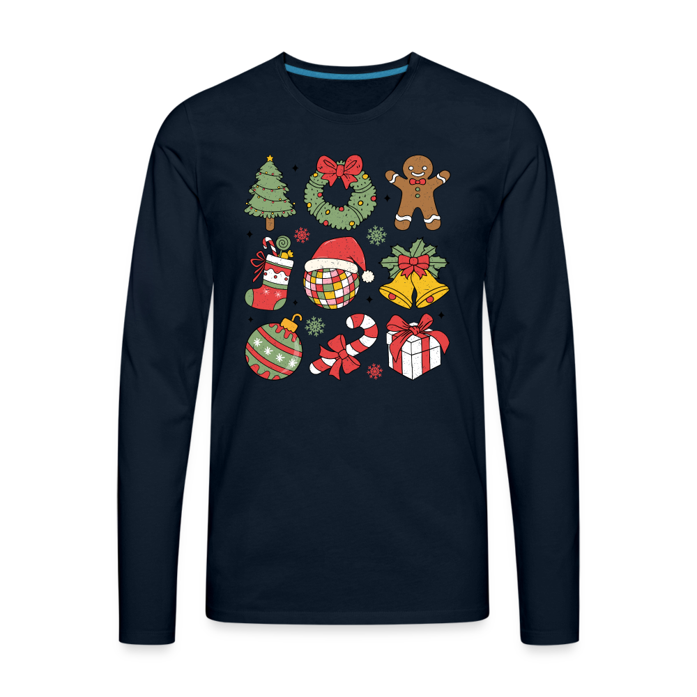 Christmas Holiday Season Men's Premium Long Sleeve T-Shirt - deep navy