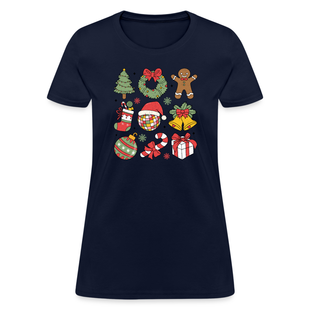 Christmas Holiday Season Women's Contoured T-Shirt - navy