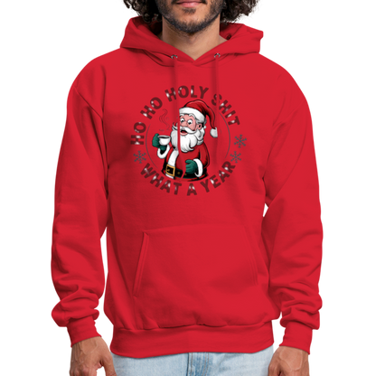 Ho Ho Holy Shit What A Year (Funny Christmas Santa) Hoodie - red