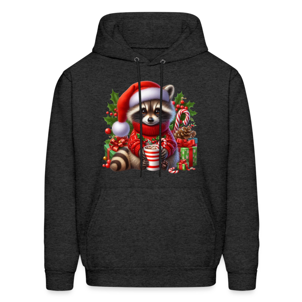 Christmas Cute Feral Raccoon Hoodie - charcoal grey