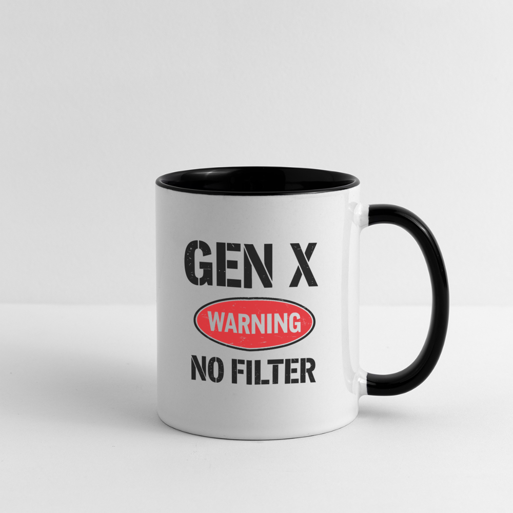 GEN-X Warning No Filter Coffee Mug - white/black