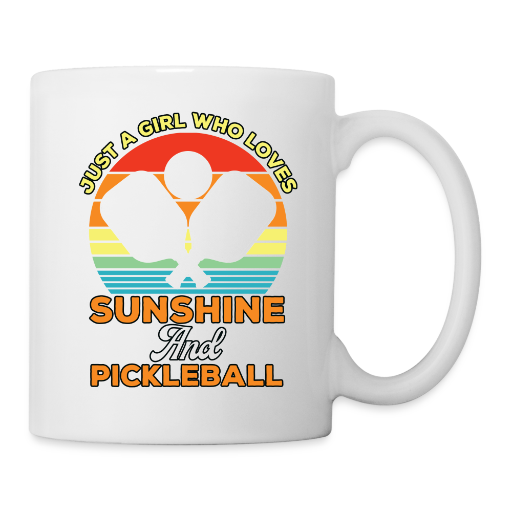 Just A Girl Who Loves Sunshine and Pickleball Coffee Mug - white