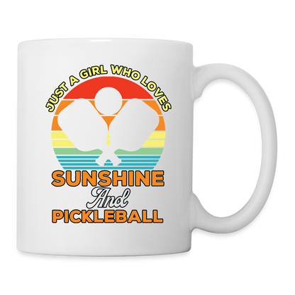 Just A Girl Who Loves Sunshine and Pickleball Coffee Mug - white