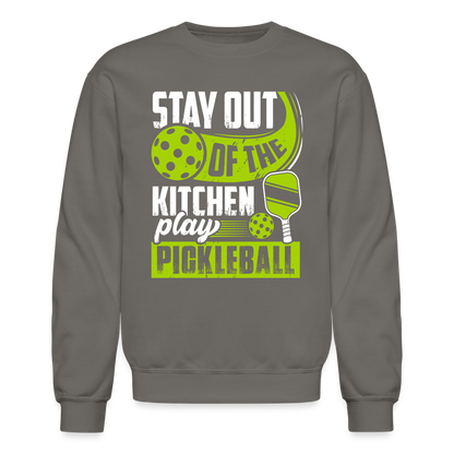 Stay Out Of The Kitchen Play Pickleball Sweatshirt - asphalt gray