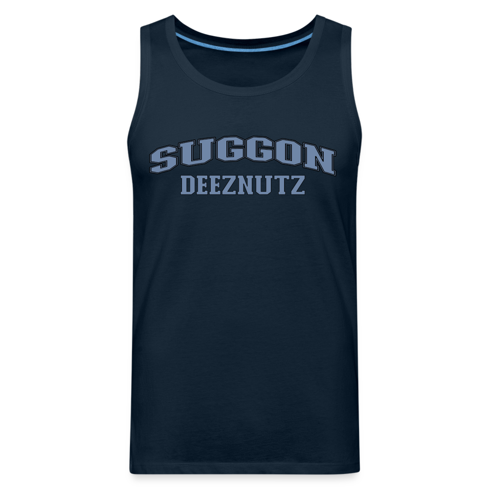 Suggon Deeznutz Tank Top (in Blue Ball Colors - Funny Sexual Humor) - deep navy