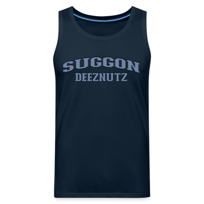 Suggon Deeznutz Tank Top (in Blue Ball Colors - Funny Sexual Humor) - deep navy