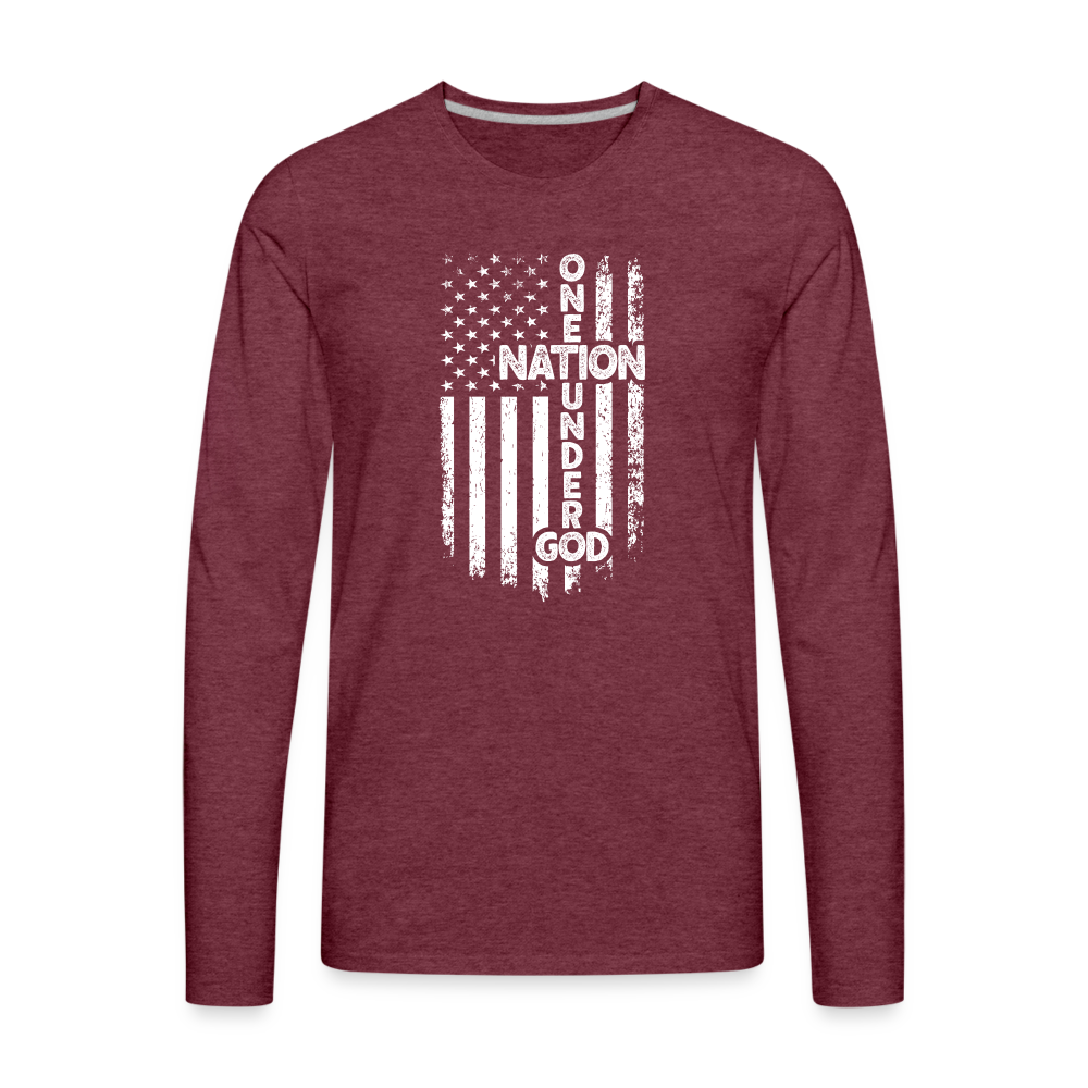 One Nation Under God Men's Premium Long Sleeve T-Shirt - heather burgundy