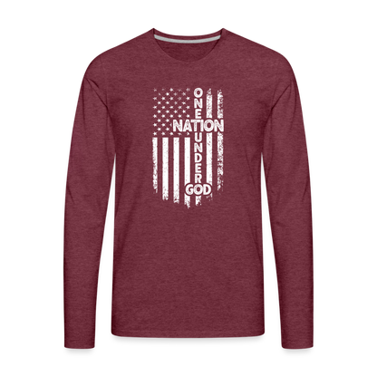 One Nation Under God Men's Premium Long Sleeve T-Shirt - heather burgundy