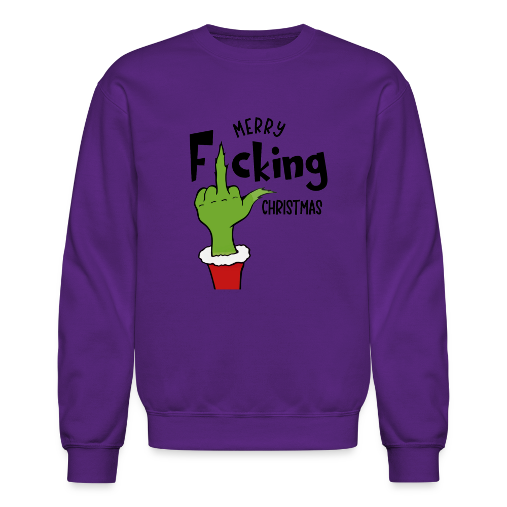 Merry F*cking Christmas Grumpy Middle Finger Sweatshirt - purple