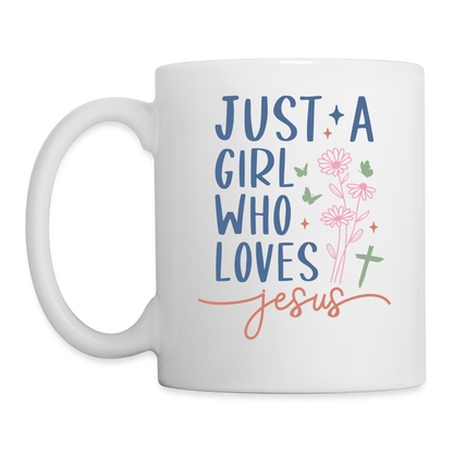 Just A Girl Who Loves Jesus Coffee Mug - white