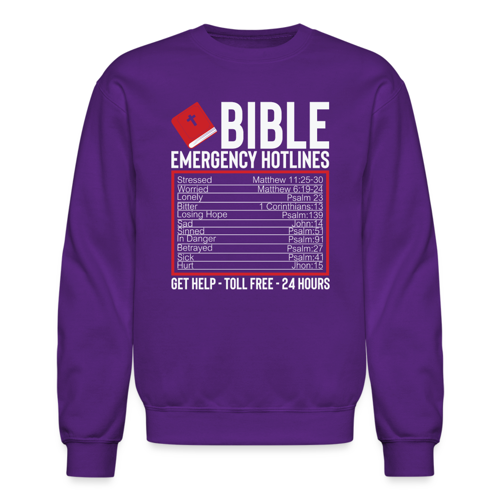 Bible Emergency Hotline (Scriptures) Sweatshirt - purple