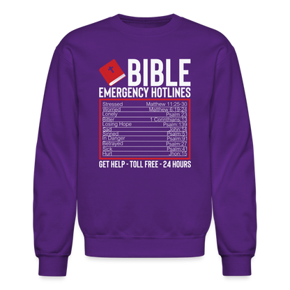 Bible Emergency Hotline (Scriptures) Sweatshirt - purple