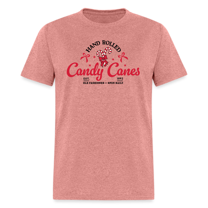 Hand Rolled Candy Canes T-Shirt - heather mauve