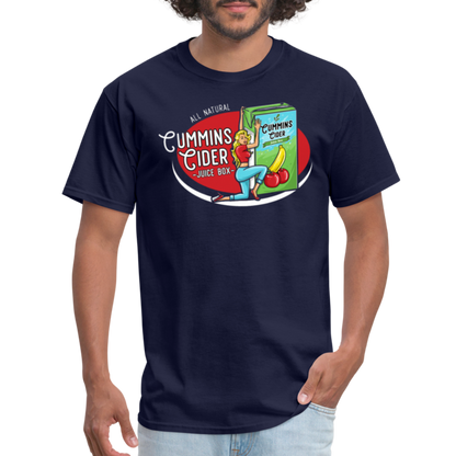 Cummins Cider Juice Box (Adult Sexual Humor) T-Shirt - navy