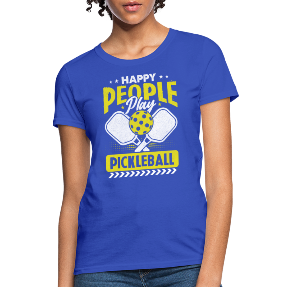 Happy People Play Pickleball Women's Contoured T-Shirt - royal blue