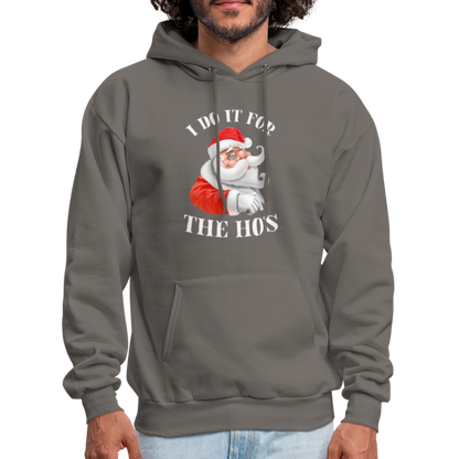 Christmas Santa - I Do It For The Ho's Hoodie - asphalt gray