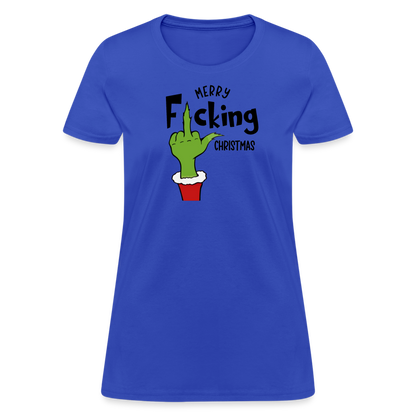 Merry F*cking Christmas grumpy Middle Finger Women's T-Shirt - royal blue