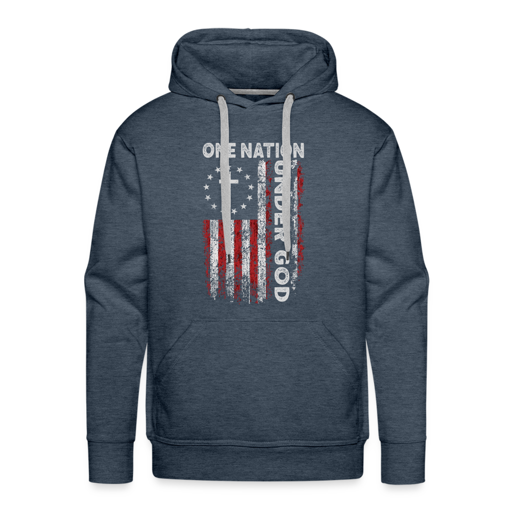 One Nation Under God Men’s Premium Hoodie - heather denim