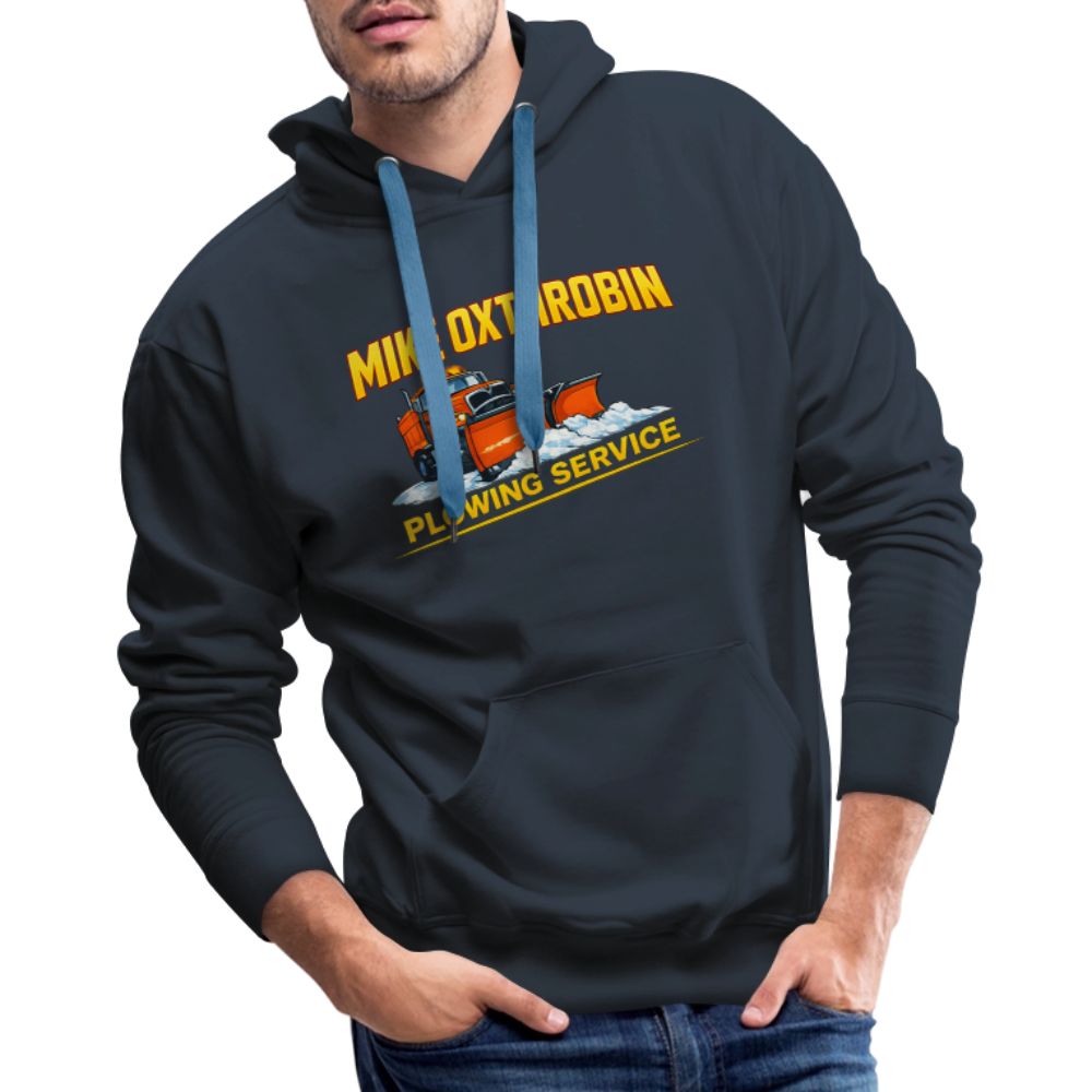 Mike Oxthrobin Plowing Service Hoodie – Funny Snow Plow Adult Humor Color: charcoal grey