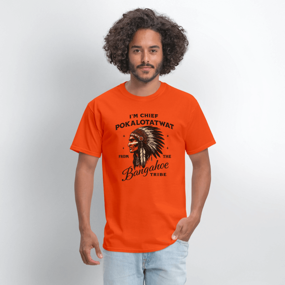 Chief Pokalotatwat From the Bangahoe Tribe T-Shirt Color: heather gray