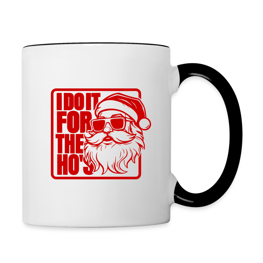 I Do It for the Ho's Funny Christmas Coffee Mug (in Red) - white/black