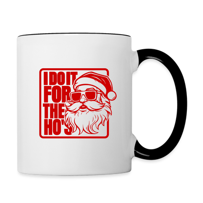 I Do It for the Ho's Funny Christmas Coffee Mug (in Red) - white/black