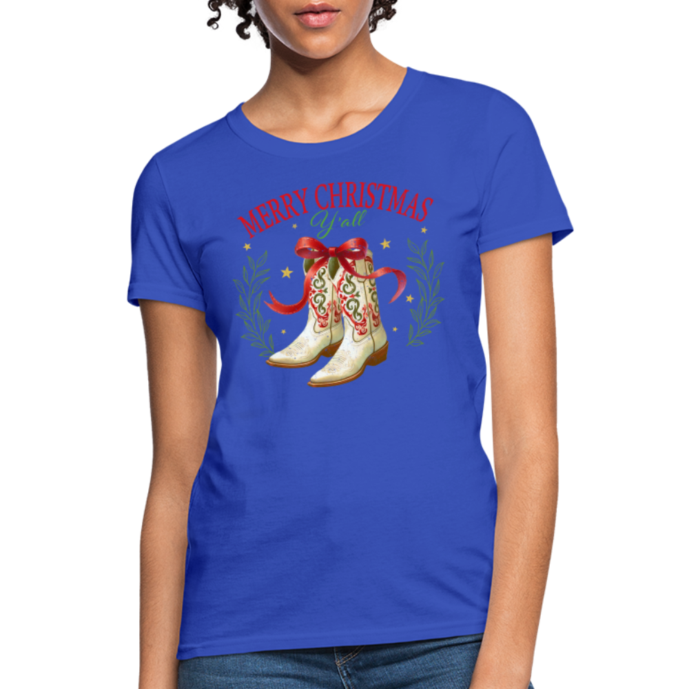 Merry Christmas Y'all Women's Contoured T-Shirt - royal blue