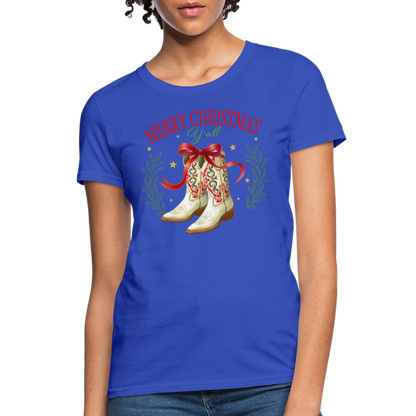 Merry Christmas Y'all Women's Contoured T-Shirt - royal blue