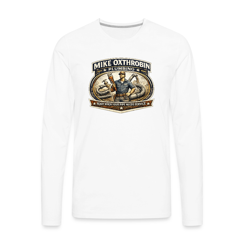 Mike Oxthrobin Plumbing Long Sleeve Funny Humor Shirt Color: white