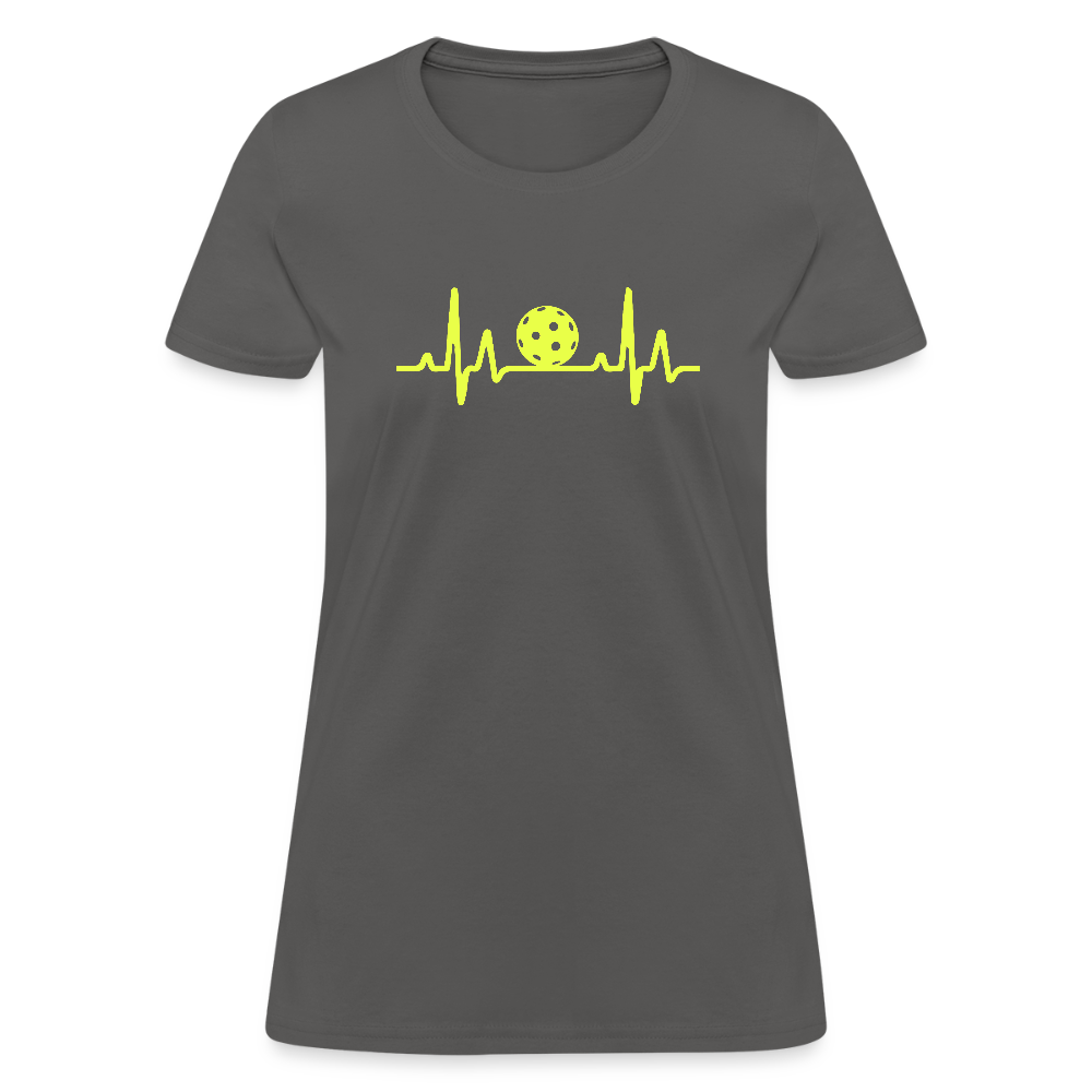 Pickleball Heartbeat Women's Contoured T-Shirt - charcoal