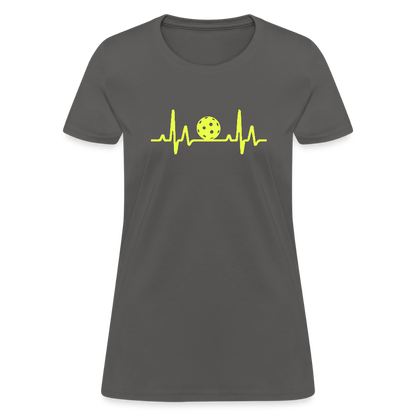 Pickleball Heartbeat Women's Contoured T-Shirt - charcoal