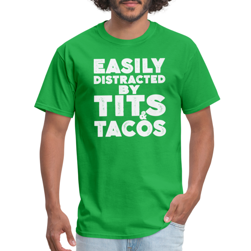 Easily Distracted by Tits and Tacos T-Shirt - bright green