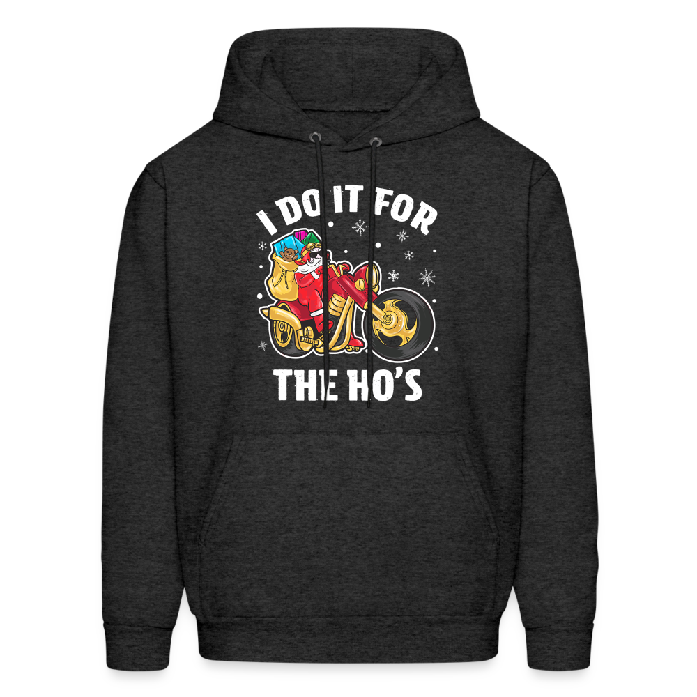 Christmas Biker Santa Riding Motorcycle I Do It For The Ho's Hoodie - charcoal grey
