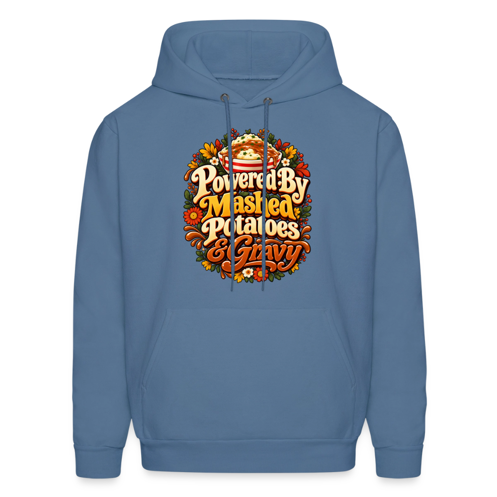 Powered by Mashed Potatoes & Gravy – Fall Floral Hoodie - denim blue