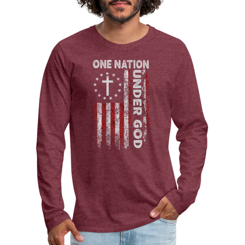 One Nation Under God Men's Premium Long Sleeve T-Shirt - heather burgundy