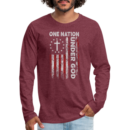 One Nation Under God Men's Premium Long Sleeve T-Shirt - heather burgundy