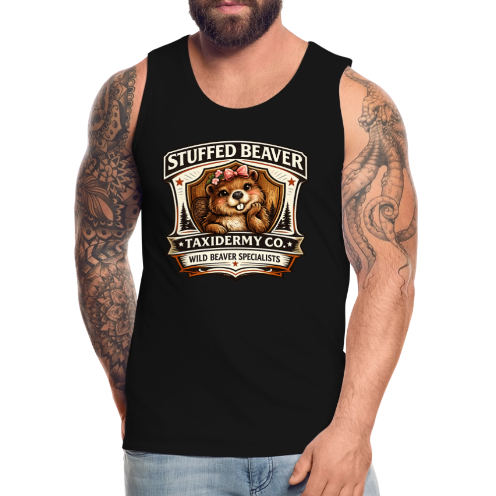 Stuffed Beaver Taxidermy Funny Tank Top Color: Deep Navy