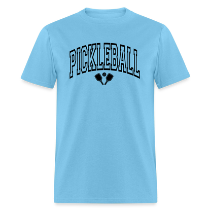 Pickleball T-Shirt (Black Arch Letters) - aquatic blue