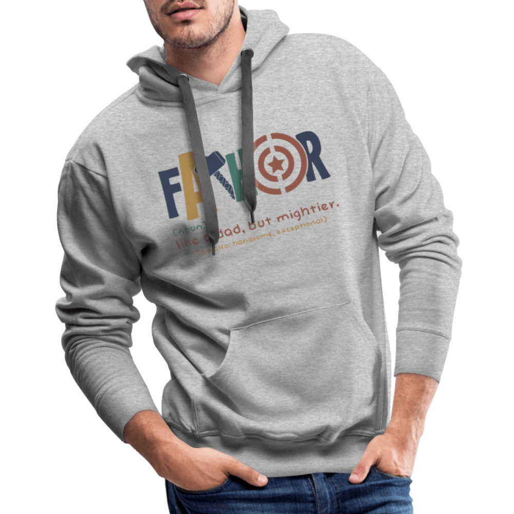 FaThor Men’s Premium Hoodie – Super Hero Dad Style Color: heather grey
