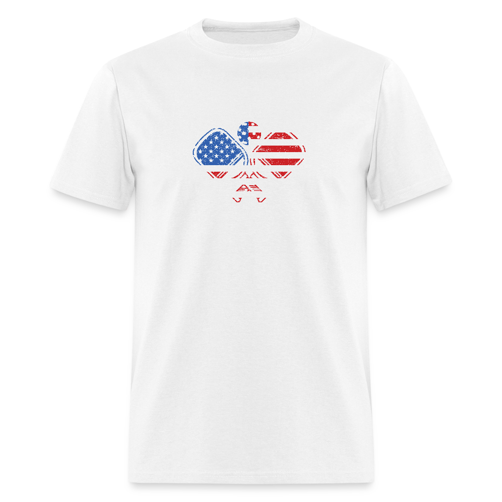 American Flag Pickleball Paddle T-Shirt - white