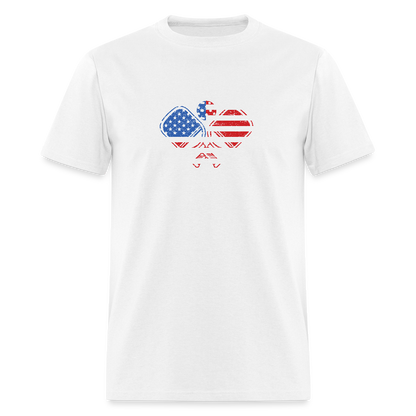 American Flag Pickleball Paddle T-Shirt - white