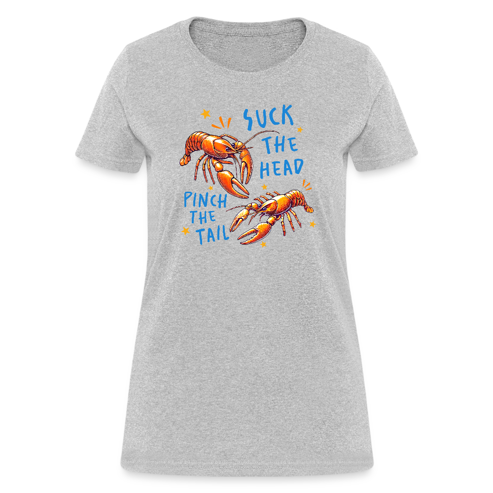 Suck the Head, Pinch the Tail Women’s Crawfish Boil T-Shirt - heather gray