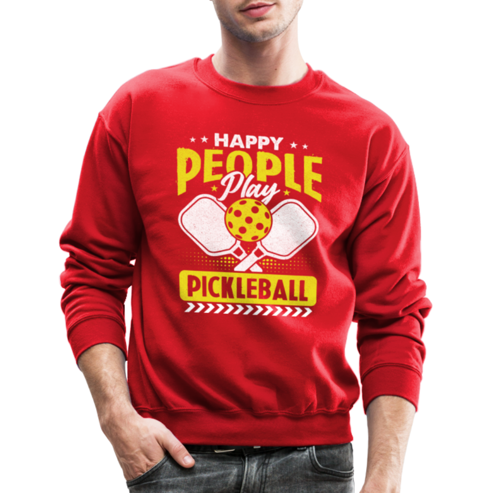 Happy People Play Pickleball Sweatshirt - red
