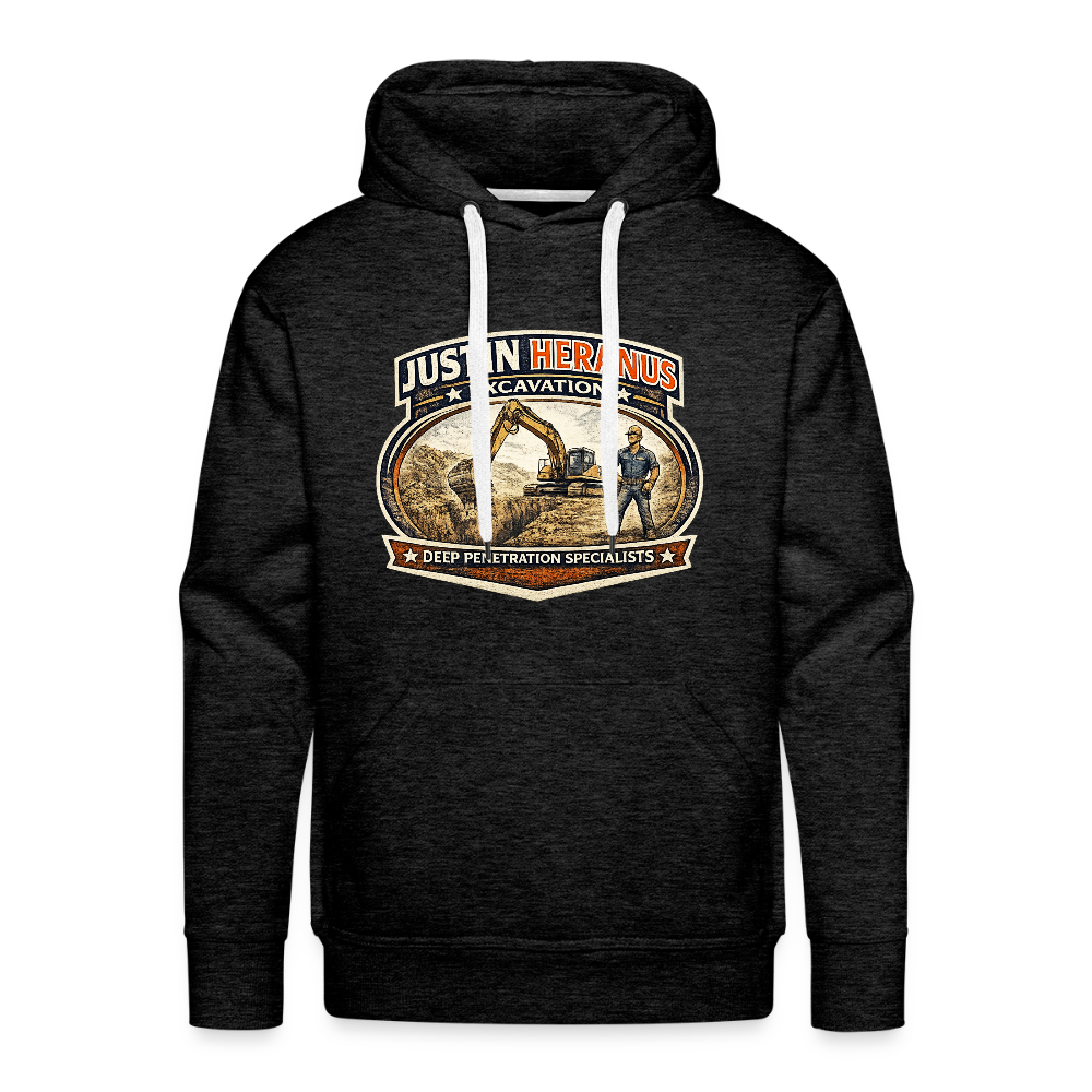 Justin Heranus Drilling Co Hoodie Funny Adult Humor Gear Color: charcoal grey