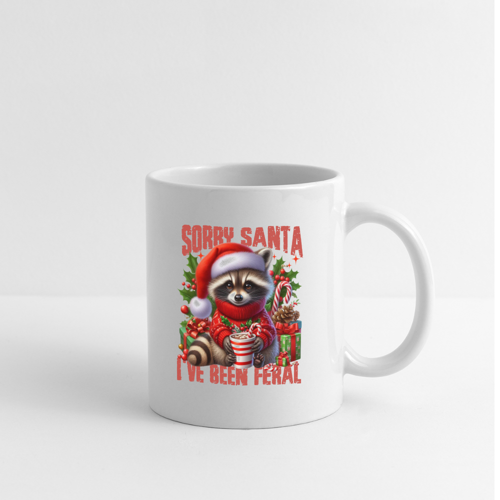 Sorry Santa I've Been Feral Coffee Mug - white